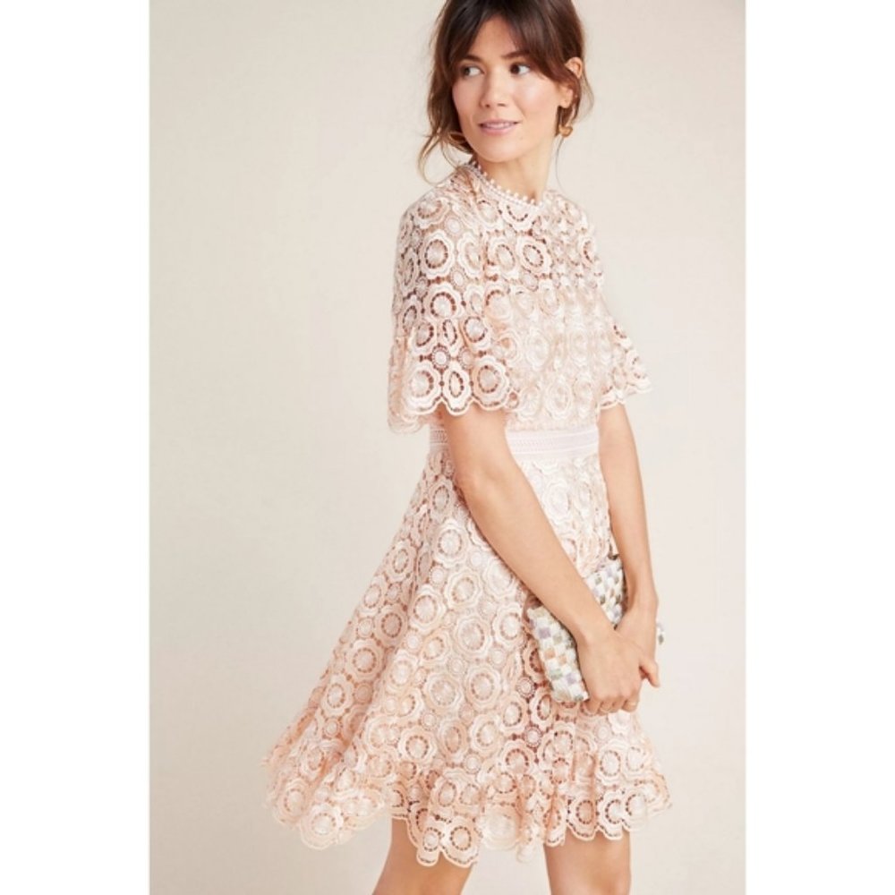 Shoshanna Sora Lace Mini Dress blush pink